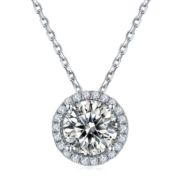 Moissanite Diamond pendant 925 Sterling Silver - Picture 2 of 6